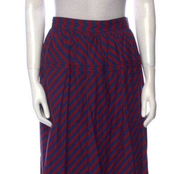 Tory Burch Spring 2022 Burgundy/Blue Striped Poplin Maxi Skirt XS (Orig. $599) - Picture 5 of 10